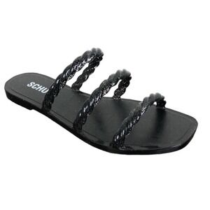 NWT SCHUTZ Black Diana Glitter Jelly Slide Sandal Sz.‎ 35/36 or a U.S. 6/7